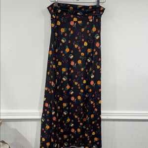 LuLaRoe Black Maxi Skirt Orange Yellow Floral stretch small modest